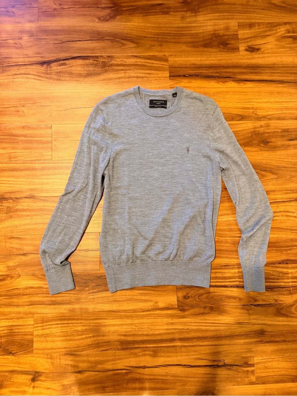 All Saints Men's Crewneck Sweater Heather blue